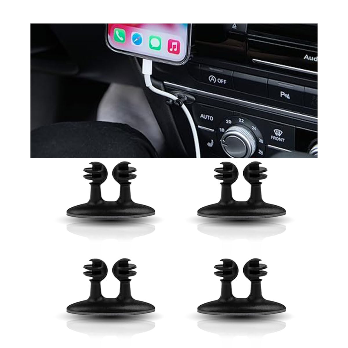 Joycourt 4Pcs Car Cable Clips Usb Cable Line Clip Holder For Car, Durable Strong Adhesive Cord Cable Holder Wire Organizer, Cord